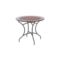 table de repas ronde fer-céramique taupe et blanc - mirihi - l 90 x l 90 x h 74 cm - neuf