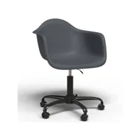 chaise de bureau avec accoudoirs - chaise de bureau avec roulettes - structure noire weston gris foncé