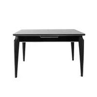 table à mangé extensible alnilam métal noir et bois effet marbre noir avec bordure argent