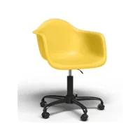 chaise de bureau avec accoudoirs - chaise de bureau avec roulettes - structure noire weston jaune