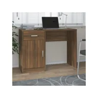 bureau avec tiroir et armoire bureau informatique - table de bureau chêne marron 100x40x73 cm meuble pro frco34669