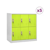 armoires à casiers 5 pcs gris clair et vert 90x45x92,5 cm acier