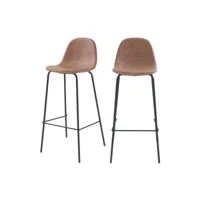 chaise de bar henrik en cuir synthétique marron clair 75 cm (lot de 2)