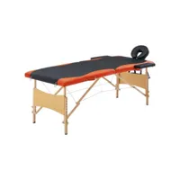 table de massage pliable 2 zones lit de massage  table de soin bois noir et orange meuble pro frco69673