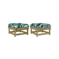 2 pcs repose-pieds de jardin, tabouret pouf, tabouret bas avec coussins bois de pin imprégné lqf82657 meuble pro