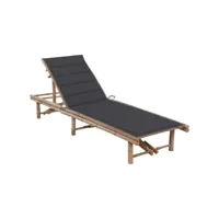 transat chaise longue bain de soleil lit de jardin terrasse meuble d'extérieur avec coussin bambou helloshop26 02_0012287