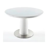 table à manger extensible ronde laqué blanc mat - 120160 x 76 x 120 cm -pegane-