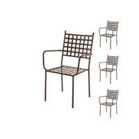 quatuor de chaises à accoudoirs en fer forgé - timor - l 56 x l 55.5 x h 91 cm - neuf
