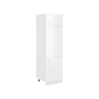 armoire de réfrigérateur, meuble bas cuisine, armoire rangement de cuisine blanc brillant 60x57x207 cm aggloméré pewv61117 meuble pro