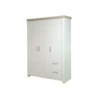 roba armoire bébé felicia 3 portes - 2 tiroirs - style maison de campagne moderne - blanc - effet bois