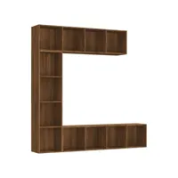 ensemble bibliothèque/meuble tv 3 pièces chêne marron 180x30x180cm