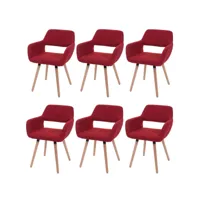 6x chaise de salle à manger hwc-a50 ii, fauteuil, design rétro des années 50 ~ tissu, rouge pourpre