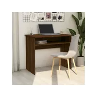 bureau informatique table de bureau - chêne marron 90x50x74 cm bois d'ingénierie meuble pro frco26386