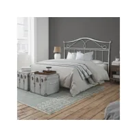 lit double en fer avec cadre de lit en fer blanc ischia 166x202x h128 cm