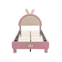 lit enfant lits capitonné lit avec tête de lit ronde lit d'appoint lit simple 90 x 200 cm velour rose