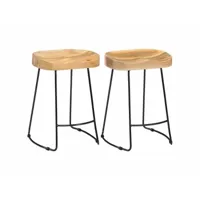 lot de deux tabourets de bar design chaise siège bois de manguier solide helloshop26 1202098