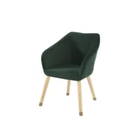 fauteuil hilda  en velours vert avec piètement bois et doré