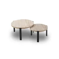 reyna - lot de 2 tables basses rondes gigognes en bois piètement métal noir reyna-2-boi-noi