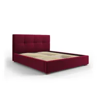 lit coffre avec tête de lit sage 140x200cm, rouge foncé, velours