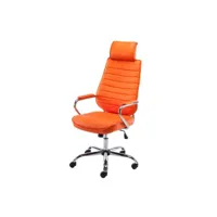 fauteuil de bureau à roulettes en synthétique orange hauteur réglable bur10008