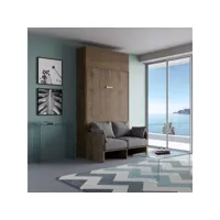 armoire lit 120x190 avec canapé et meuble haut bois noyer kanto-couleur microfibre 41