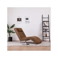 chaise longue  bain de soleil transat avec oreiller marron similicuir daim meuble pro frco60472