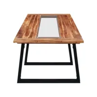 vidaxl table de salle à manger 180x90x75 cm bois d'acacia et verre 288067