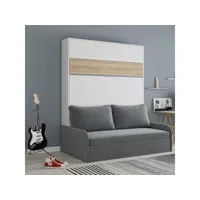 armoire lit escamotable bermudes sofa blanc bandeau chêne canapé gris 160*200 cm 20100997169
