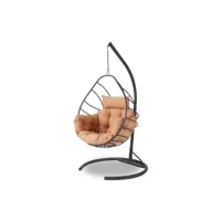 fauteuil suspendu simple assilma l120xh215cm métal noir et tissu orange