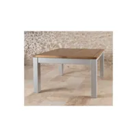 table de repas carrée à allonge bois massif argent - gabriel - l 130-185 x l 130 x h 75 cm - neuf