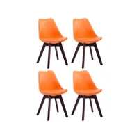 clp lot de 4 chaises de salle à manger borneo v2 en similicuir , orange/noyer