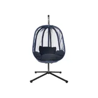 fauteuil suspendu 100x105x177 cm navy en acier avec structure et coussin d'assise 150kg ml-design