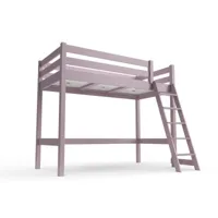 lit mi-hauteur abc 90x200 bois avec échelle inclinée 90x200  violet pastel hautabc-vip