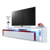 meuble tv blanc et bordeaux laqué  + led rgb 52 x 227 x 35 cm 40000165-30