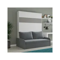 armoire lit escamotable bermudes sofa blanc bandeau gris canapé gris 160*200 cm 20101000412
