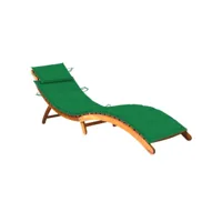 transat chaise longue bain de soleil lit de jardin terrasse meuble d'extérieur avec coussin bois d'acacia solide helloshop26 02_0012380