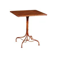 table de jardin en fer table d'extérieur carrée décorative en finition rouge antique f1511-3