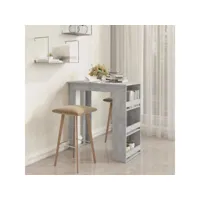 table de bar table haute  table de cuisine à étagère de rangement gris béton 102x50x103,5 cm meuble pro frco99450