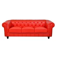 canapé 3 places rouge chesterfield-