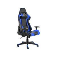 chaise de bureau pivotante chaise gamer  fauteuil de bureau bleu pvc meuble pro frco43404