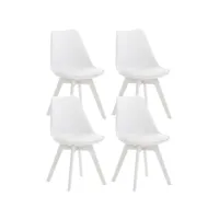lot de 4 chaises de cuisine linares , blanc / blanc/plastique