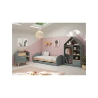kaina - chambre 90x200cm avec commode 3t et dressing cabane coloris gris et naturel
