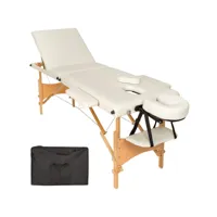 tectake table de massage portable pliante à 3 zones avec cadre en bois 401465
