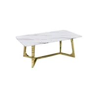 opera - table basse rectangulaire design effet marbre blanc et doré opera-b-bla
