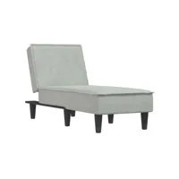 fauteuil scandinave chaise longue charge 110 kg gris clair velours ,55x140x70cm