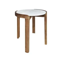 table d'appoint d.44 cm en bois de manguier et marbre blanc - maryl