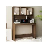 bureau informatique et étagères - table de bureau chêne marron 110x45x157 cm bois d'ingénierie meuble pro frco60667