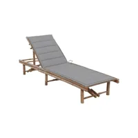 transat chaise longue bain de soleil lit de jardin terrasse meuble d'extérieur avec coussin bambou helloshop26 02_0012293