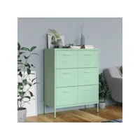 armoire à tiroirs vert menthe 80x35x101,5 cm acier