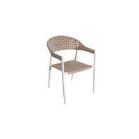 chaise de jardin aluminium- blanc-orange-marron - cadiz - l 56 x l 59.5 x h 81 cm - neuf